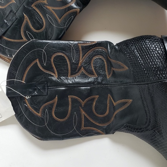 Exotic Leather Dark Brown Cowboy Boots. New - Picture 8 of 12